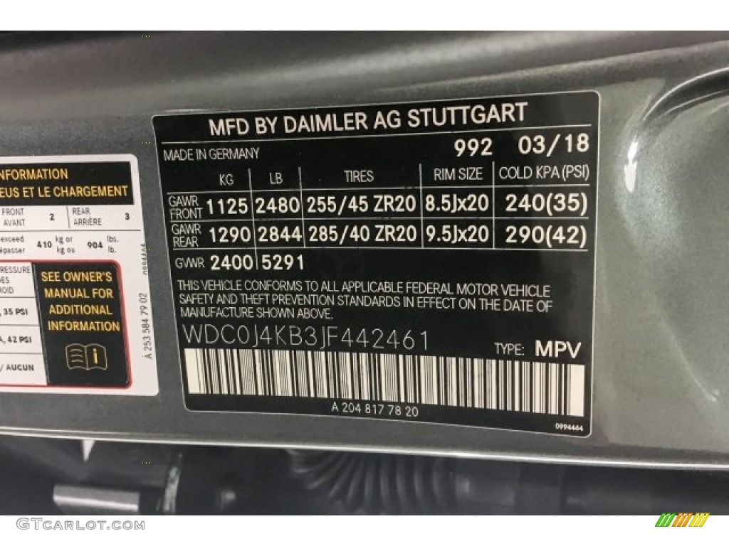 2018 Mercedes-Benz GLC 300 4Matic Coupe Color Code Photos