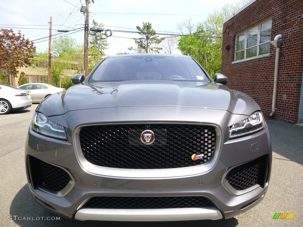 2017 F-PACE 35t AWD S - Ammonite Grey / S Red/Jet photo #9