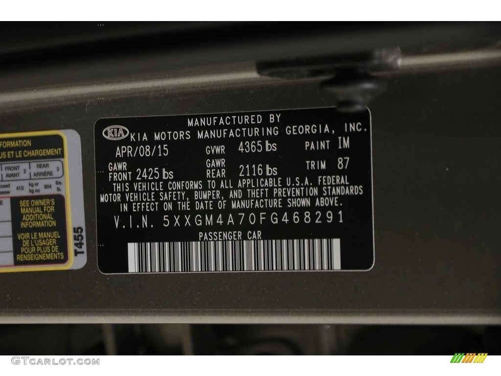 2015 Optima LX - Titanium Metallic / Gray photo #22