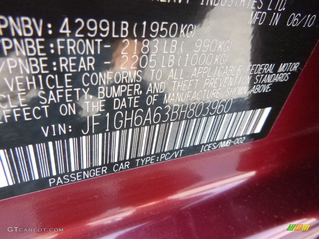 2011 Impreza 2.5i Wagon - Paprika Red Pearl / Carbon Black photo #16