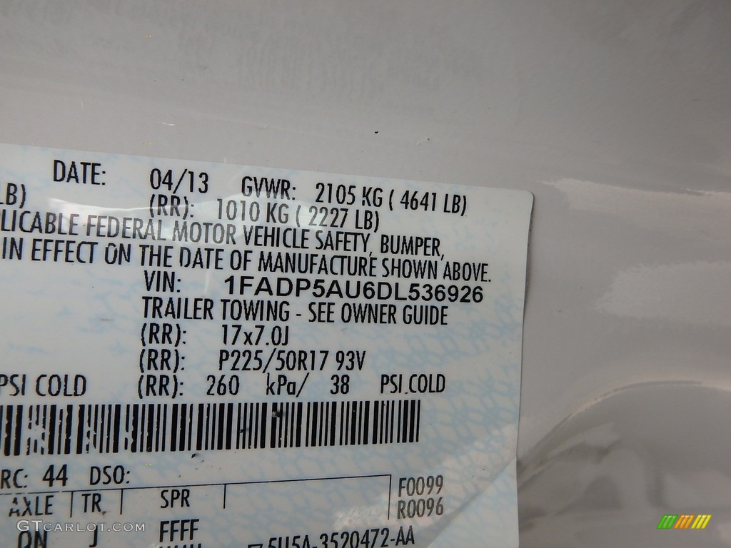 2013 C-Max Hybrid SE - White Platinum / Medium Light Stone photo #20