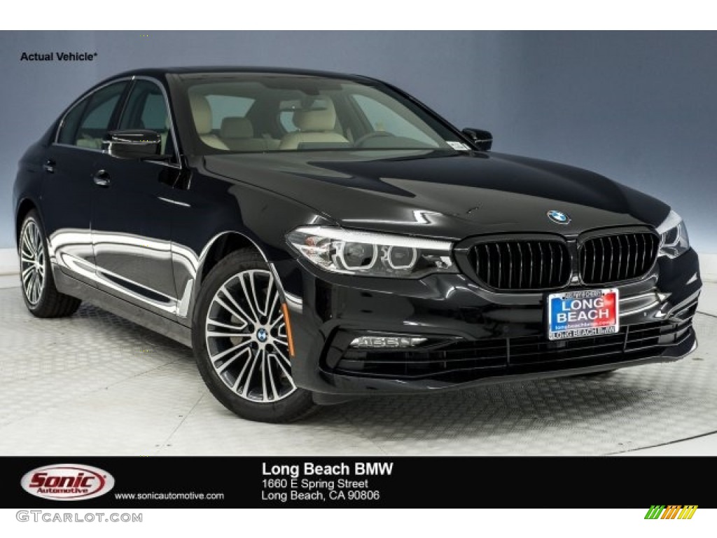2018 5 Series 530i Sedan - Jet Black / Canberra Beige/Black photo #1