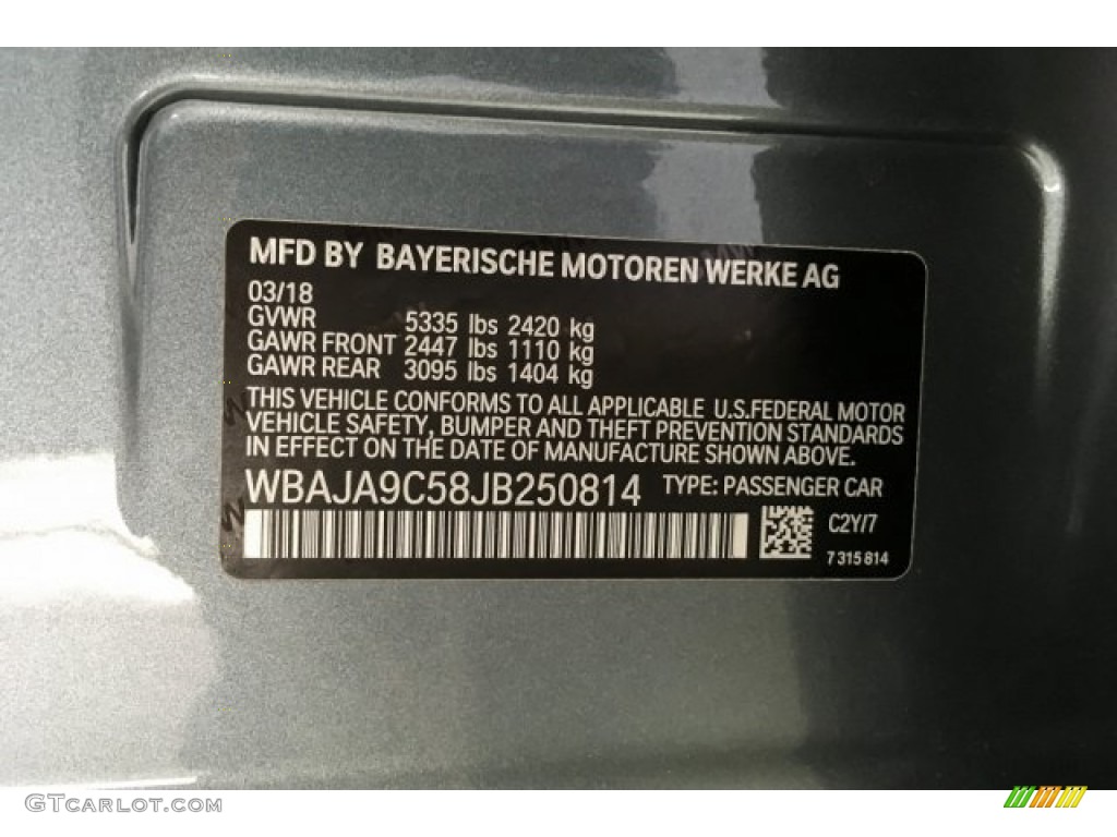 2018 5 Series 530e iPerfomance Sedan - Bluestone Metallic / Black photo #11