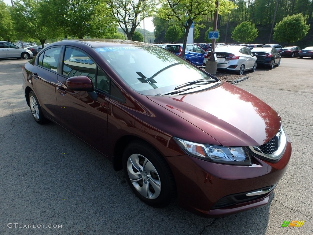 2015 Civic LX Sedan - Rallye Red / Beige photo #7