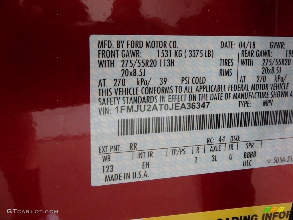 2018 Expedition Color Code RR for Ruby Red Photo #127193871