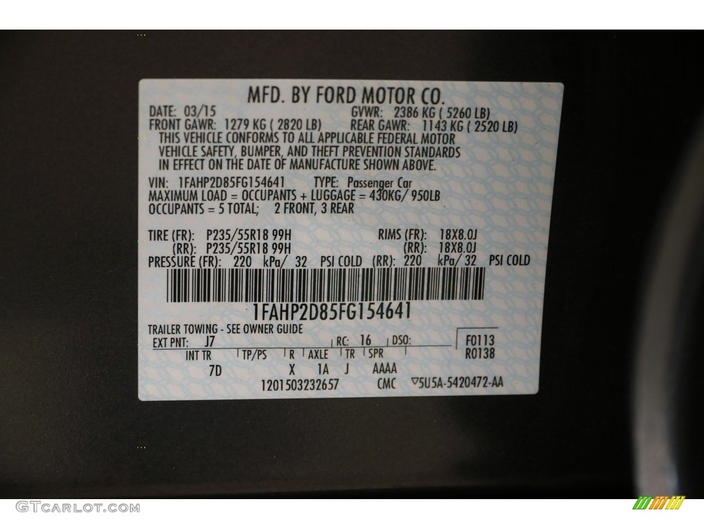 2015 Taurus SE - Magnetic Metallic / Dune photo #20