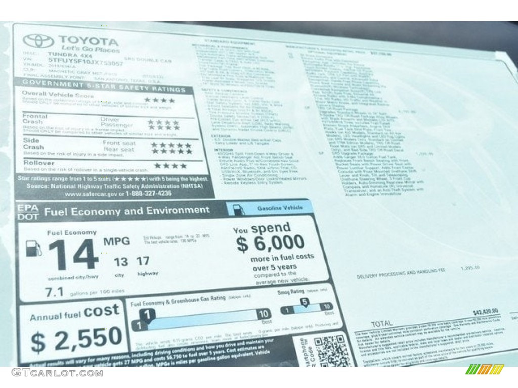 2018 Tundra SR5 Double Cab 4x4 - Magnetic Gray Metallic / Graphite photo #36