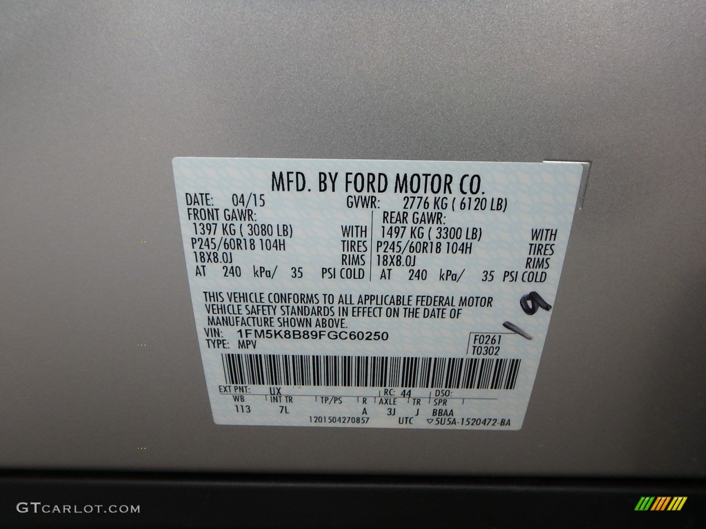 2015 Explorer 4WD - Ingot Silver / Medium Light Stone photo #2