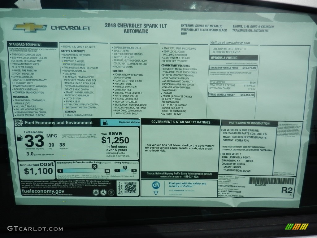 2018 Spark LT - Silver Ice / Jet Black photo #7