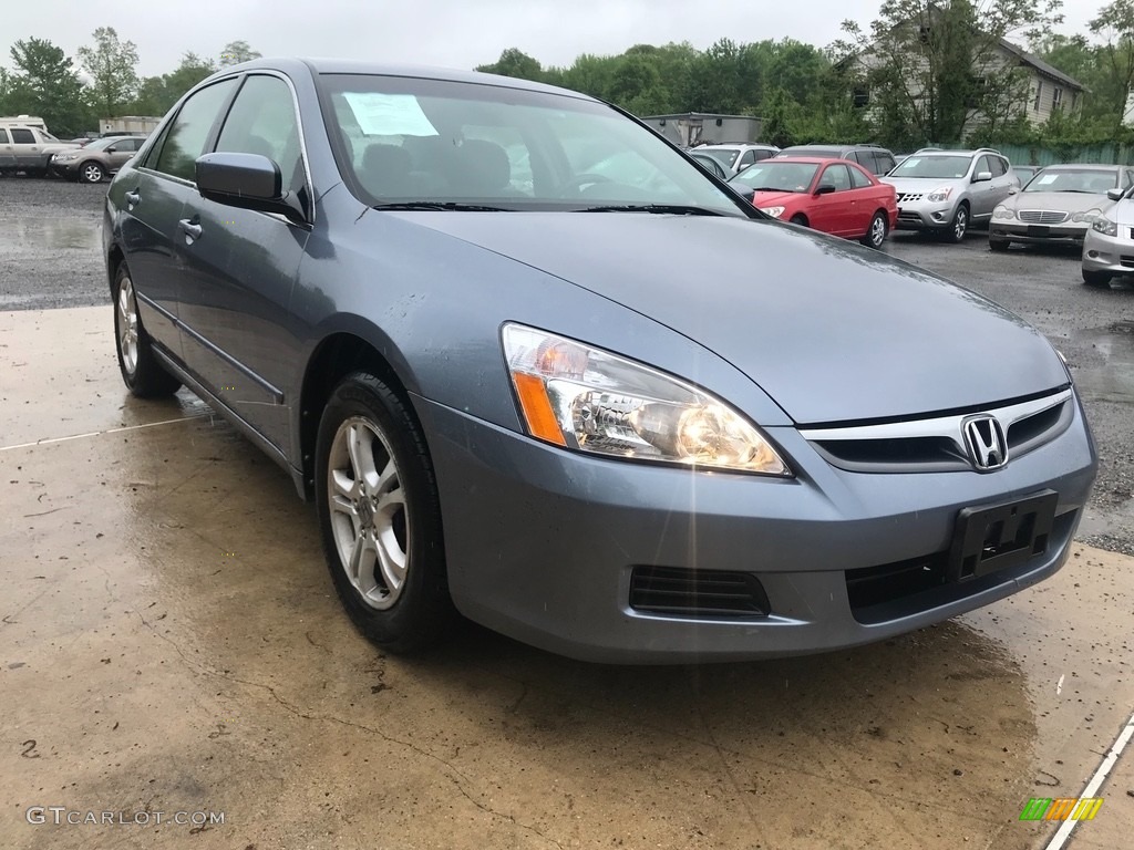 2007 Accord SE Sedan - Cool Blue Metallic / Gray photo #10