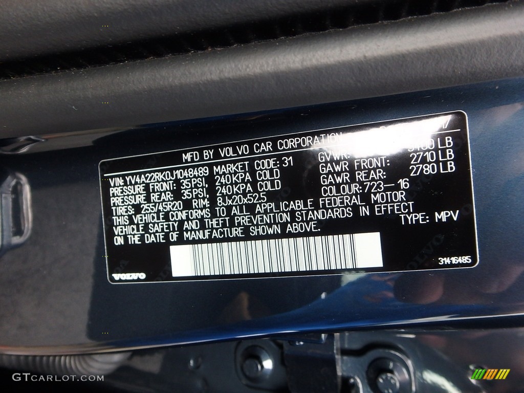 2018 XC60 T6 AWD Momentum - Denim Blue Metallic / Amber photo #11