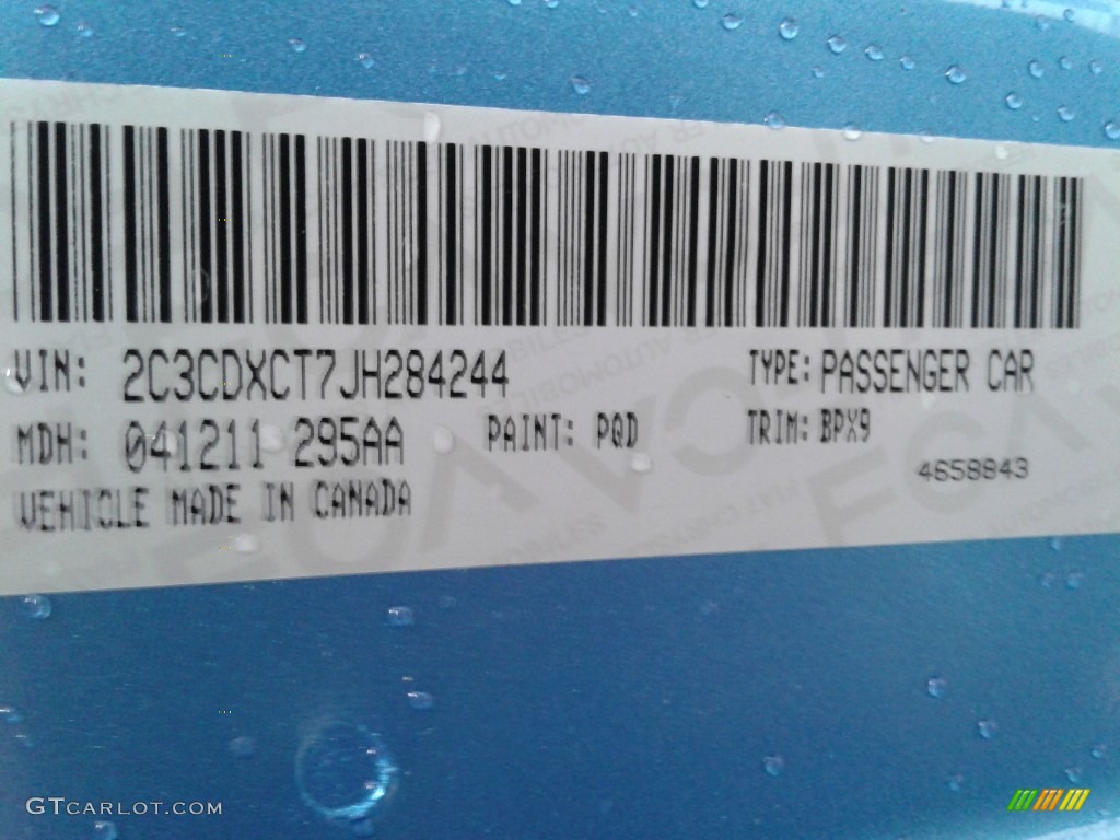 2018 Charger Color Code PQD for B5 Blue Pearl Photo #127225350