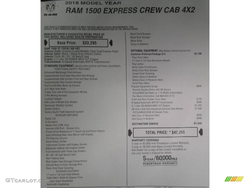 2018 1500 Express Crew Cab - Granite Crystal Metallic / Black/Diesel Gray photo #28