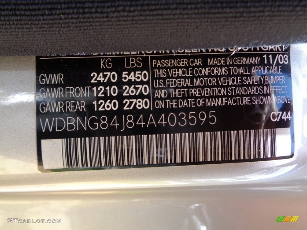 2004 S 500 4Matic Sedan - Brilliant Silver Metallic / Charcoal photo #85