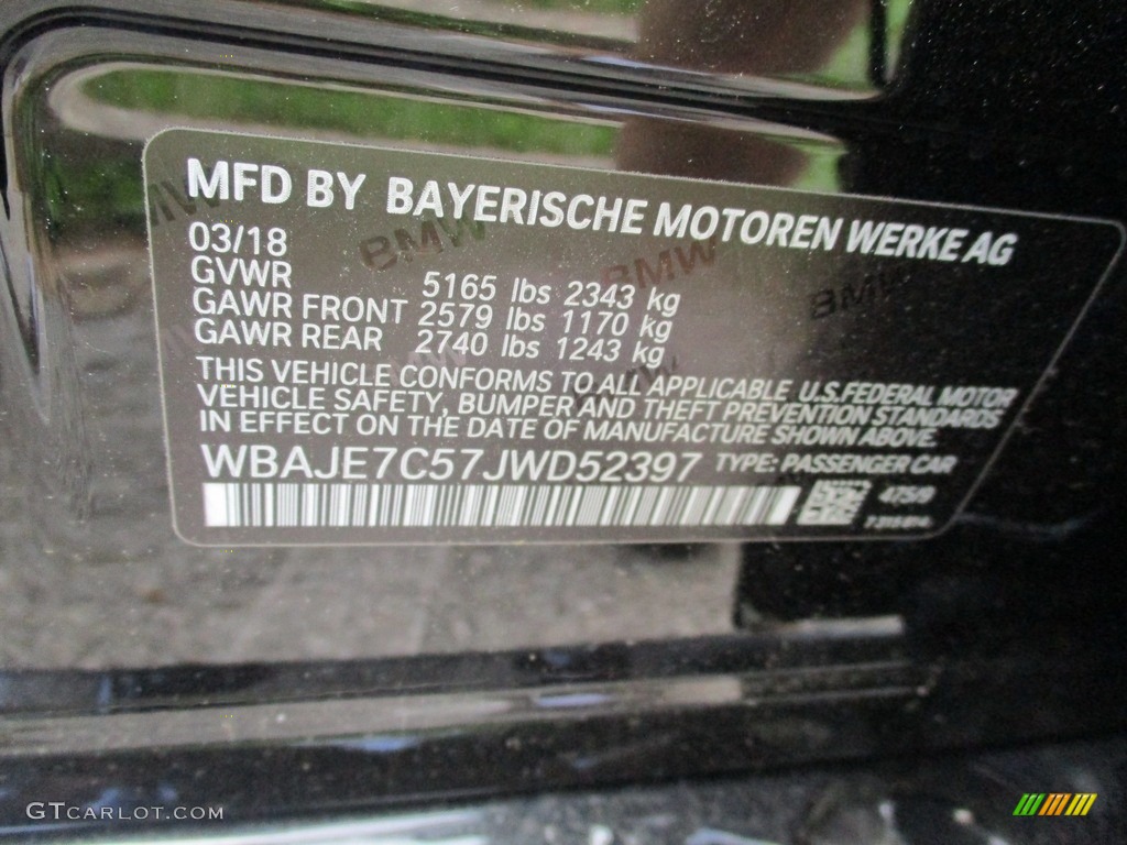 2018 5 Series 540i xDrive Sedan - Black Sapphire Metallic / Black photo #19