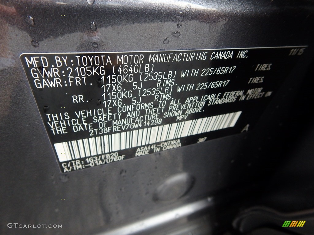 2016 RAV4 LE AWD - Magnetic Gray Metallic / Black photo #28