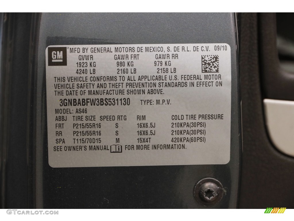 2011 HHR LT - Cyber Gray Metallic / Ebony photo #17