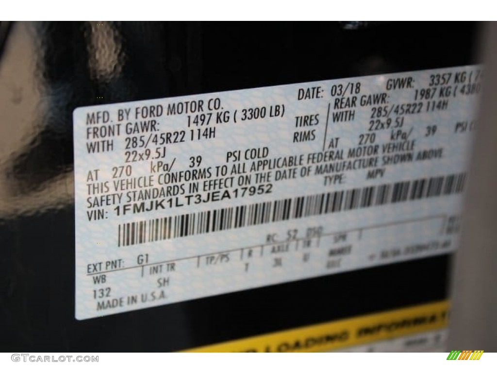 2018 Expedition Color Code G1 for Shadow Black Photo #127267473