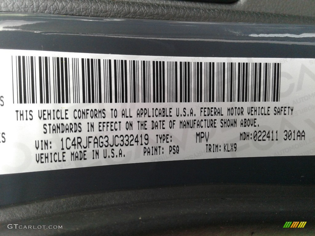 2018 Grand Cherokee Color Code PSQ for Rhino Photo #127271844