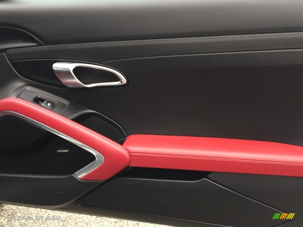 2017 Porsche 718 Cayman Standard 718 Cayman Model Black/Bordeaux Red Door Panel Photo #127273731