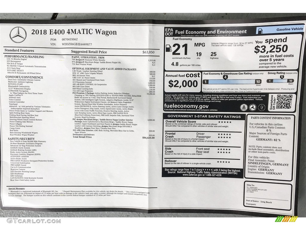 2018 E 400 4Matic Wagon - designo Diamond White Metallic / designo Macchiato Beige/Saddle Brown photo #10