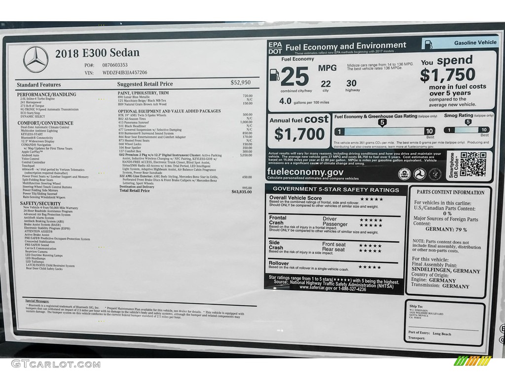 2018 E 300 Sedan - Lunar Blue Metallic / Macchiato Beige/Black photo #10