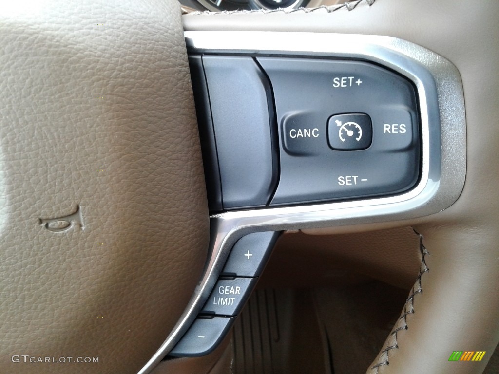 2019 Ram 1500 Laramie Crew Cab 4x4 Mountain Brown/Light Frost Beige Steering Wheel Photo #127326890