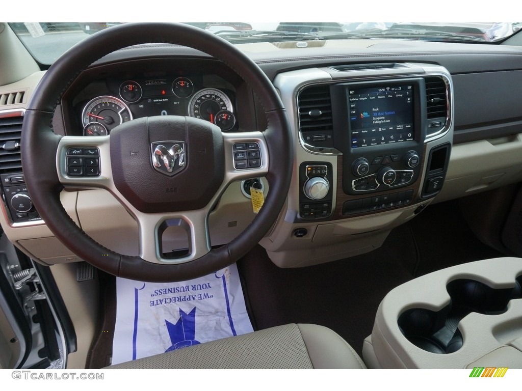 2018 1500 Laramie Quad Cab 4x4 - Bright Silver Metallic / Canyon Brown/Light Frost Beige photo #5
