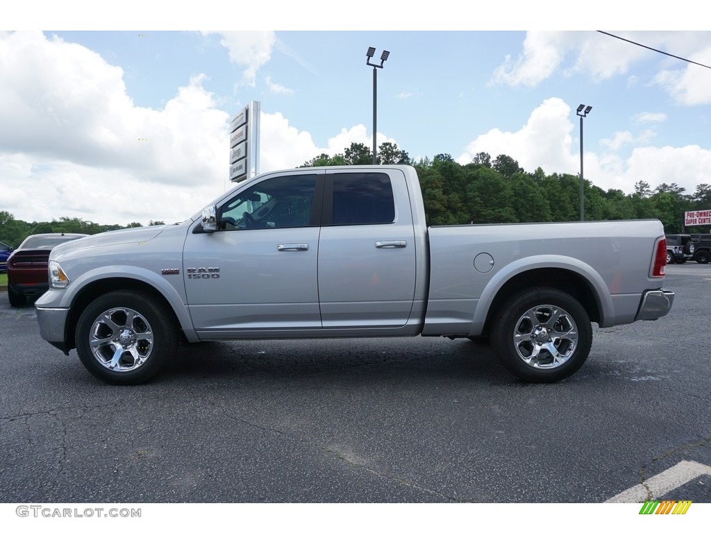 2018 1500 Laramie Quad Cab 4x4 - Bright Silver Metallic / Canyon Brown/Light Frost Beige photo #10