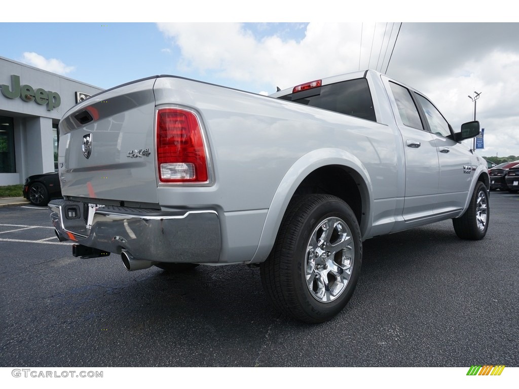 2018 1500 Laramie Quad Cab 4x4 - Bright Silver Metallic / Canyon Brown/Light Frost Beige photo #13