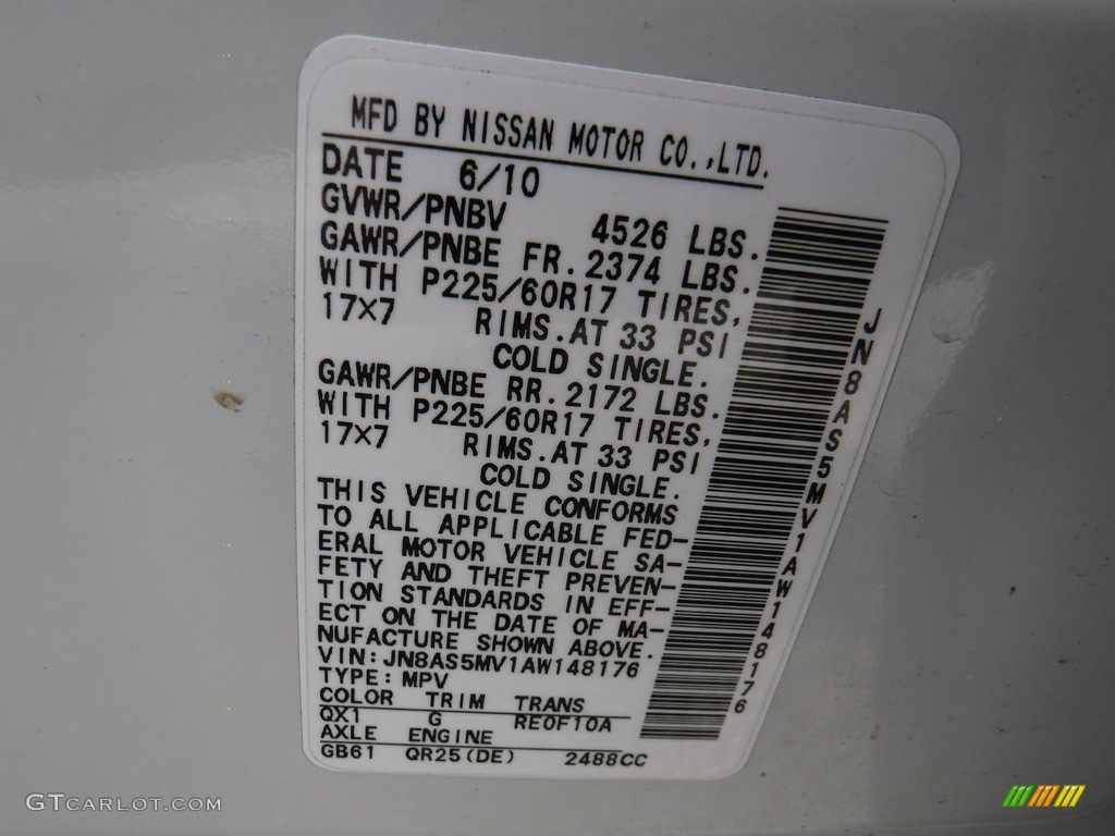 2010 Rogue SL AWD - Phantom White / Black photo #24