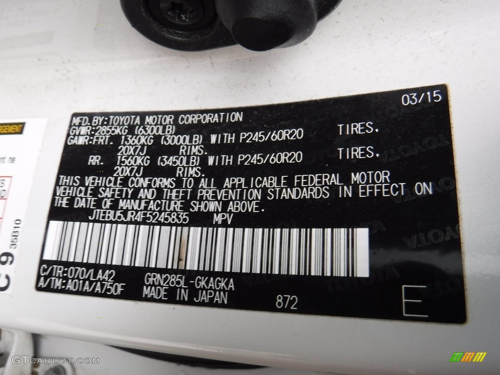 2015 4Runner Limited 4x4 - Blizzard White / Sand Beige photo #28