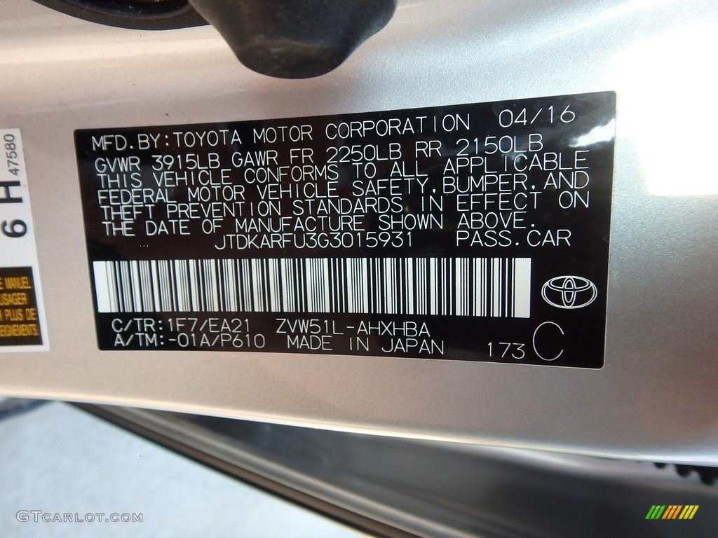 2016 Prius Four Touring - Classic Silver Metallic / Black photo #23