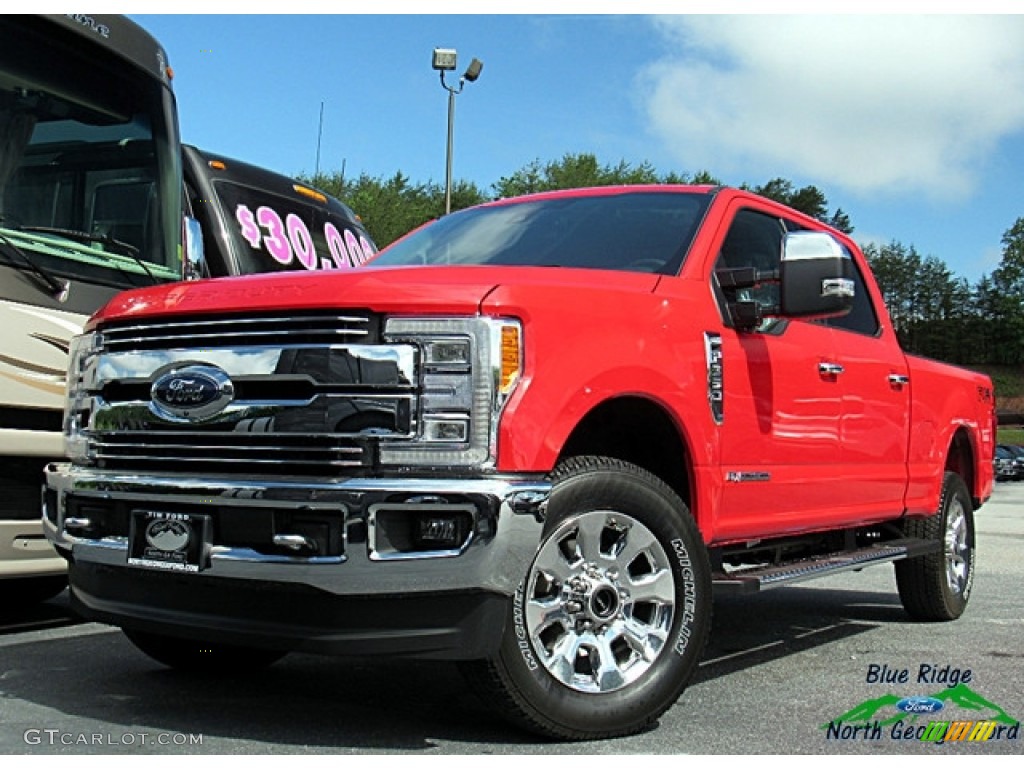 2018 F250 Super Duty Lariat Crew Cab 4x4 - Race Red / Black photo #1