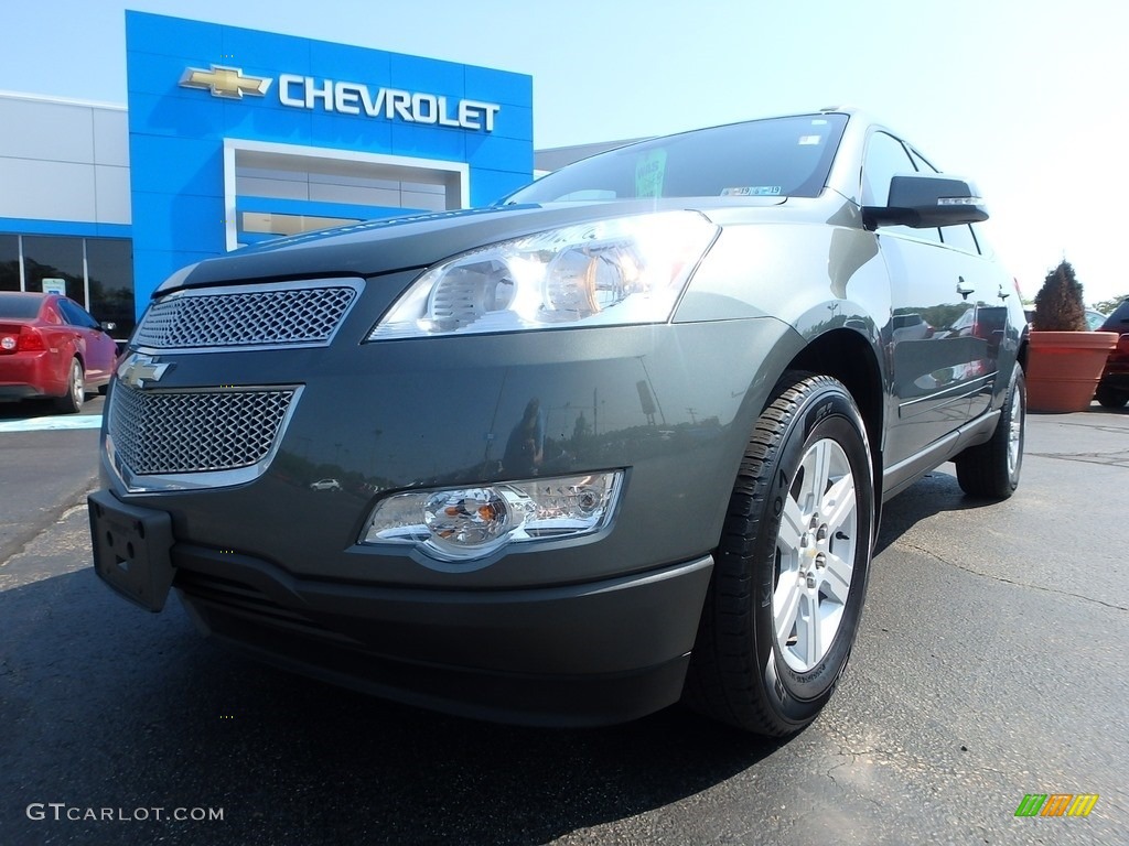 2011 Traverse LT AWD - Steel Green Metallic / Ebony/Ebony photo #2