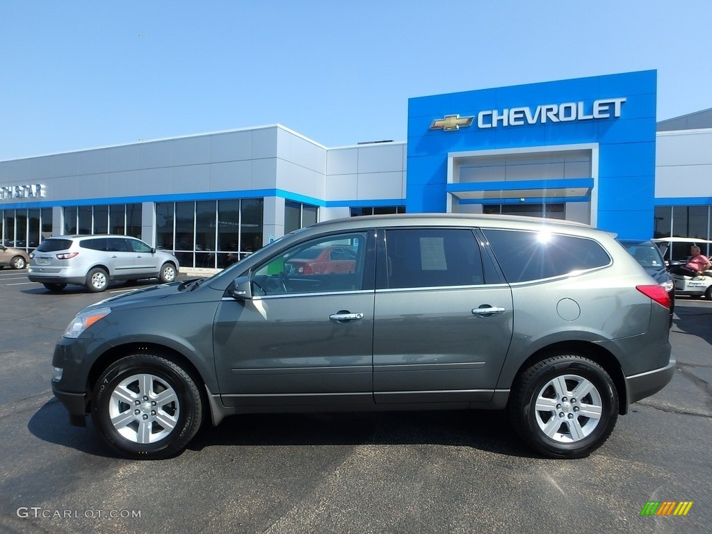 2011 Traverse LT AWD - Steel Green Metallic / Ebony/Ebony photo #3