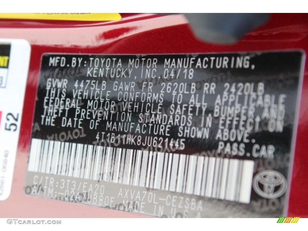 2018 Camry SE - Ruby Flare Pearl / Black photo #35