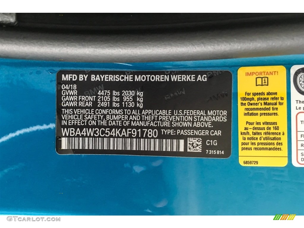 2019 4 Series Color Code C1G for Snapper Rocks Blue Metallic Photo #127387334