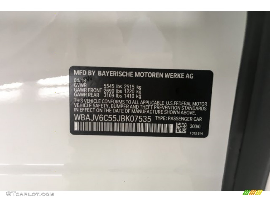 2018 6 Series 640i xDrive Gran Turismo - Alpine White / Black photo #11