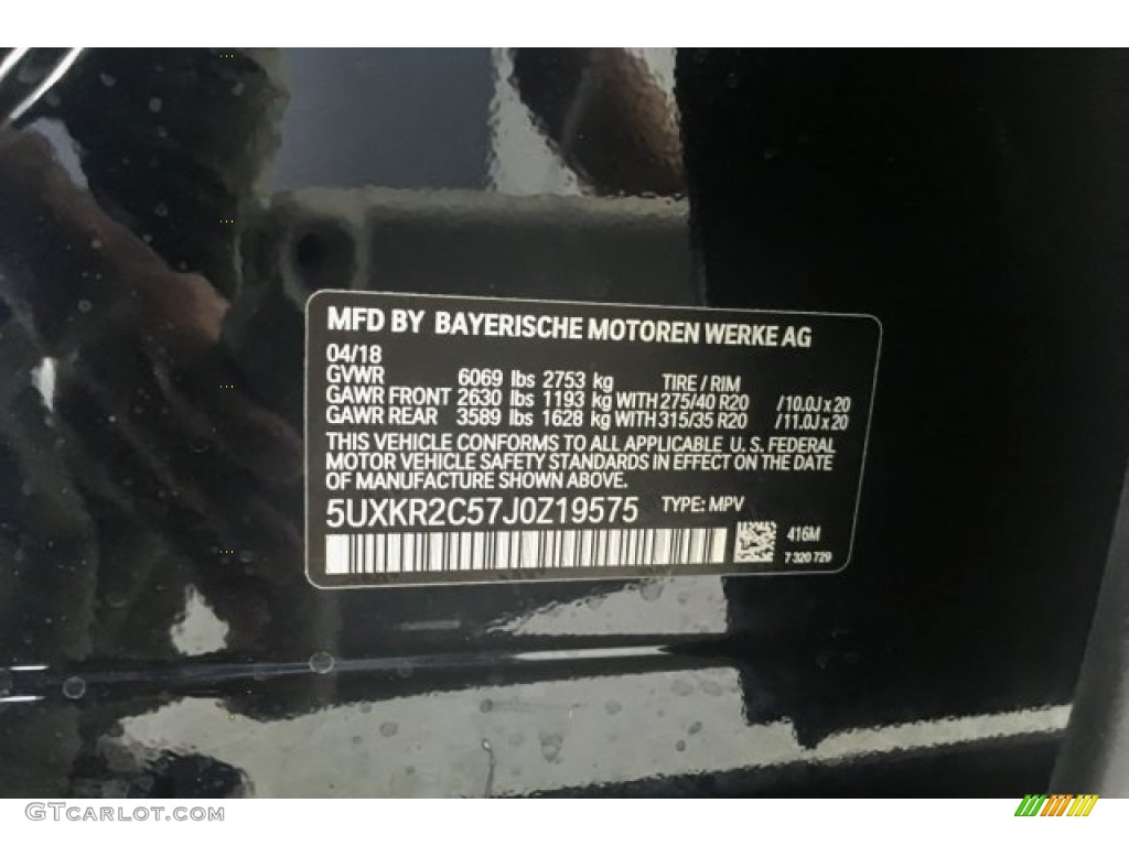 2018 X5 Color Code 416 for Carbon Black Metallic Photo #127390682