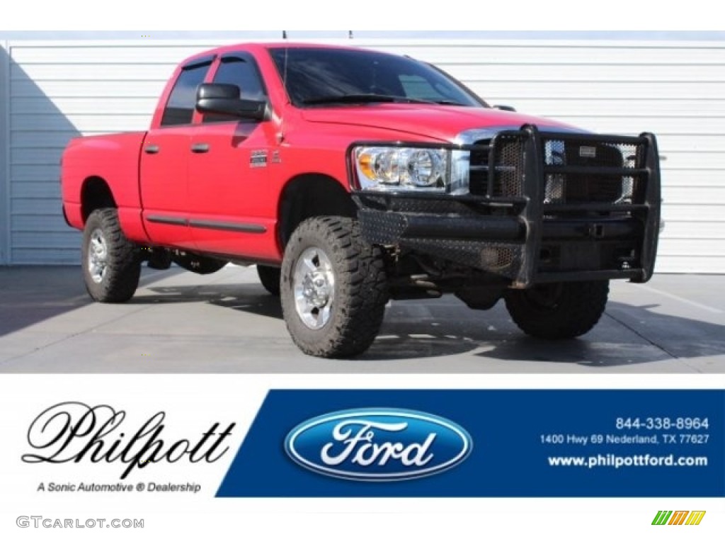 2007 Ram 2500 SLT Quad Cab 4x4 - Flame Red / Khaki photo #1