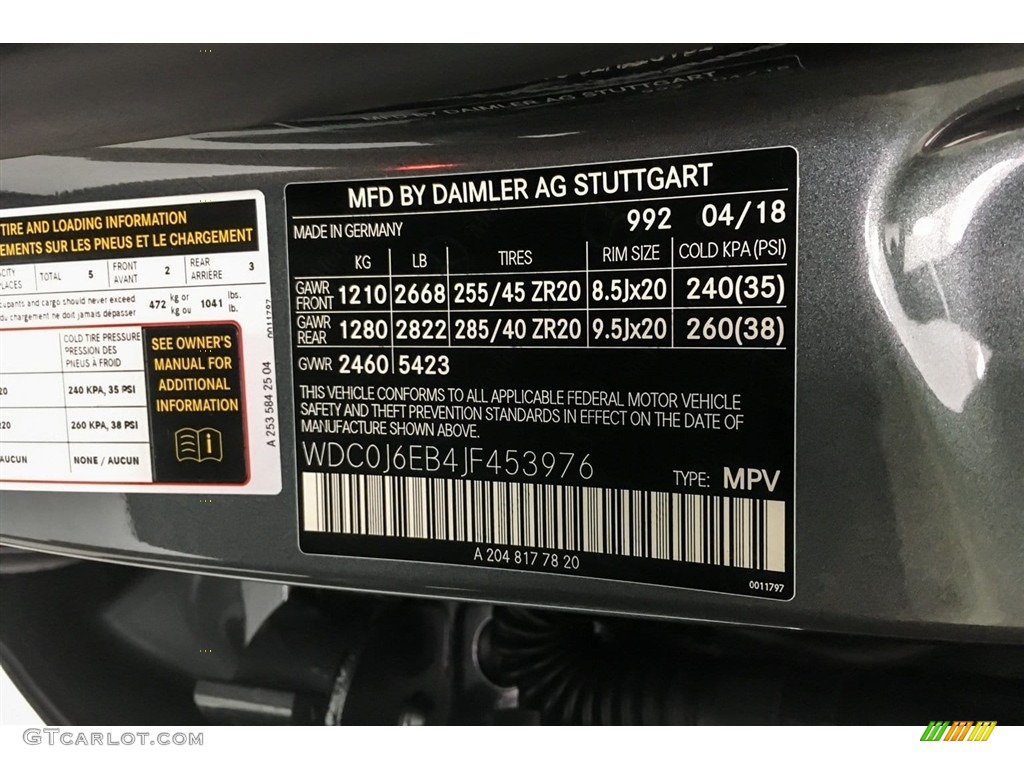 2018 Mercedes-Benz GLC AMG 43 4Matic Coupe Color Code Photos