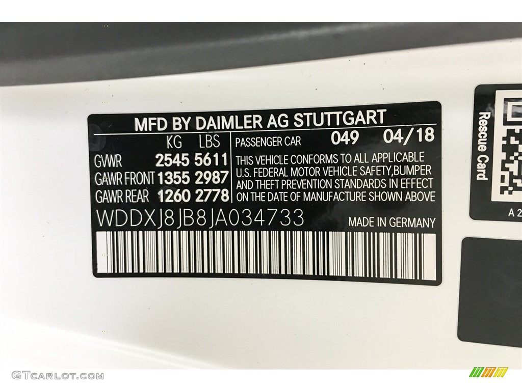 2018 S Color Code 049 for designo Cashmere White (Matte) Photo #127405911
