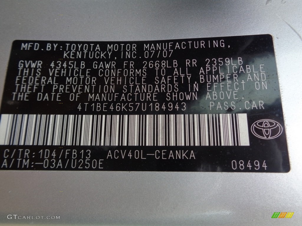 2007 Camry LE - Titanium Metallic / Ash photo #76