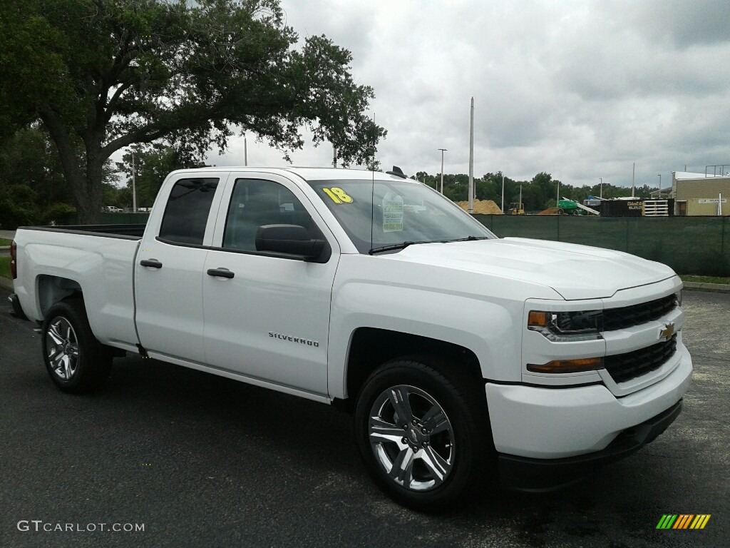 Summit White 2018 Chevrolet Silverado 1500 Custom Double Cab Exterior Photo #127411218