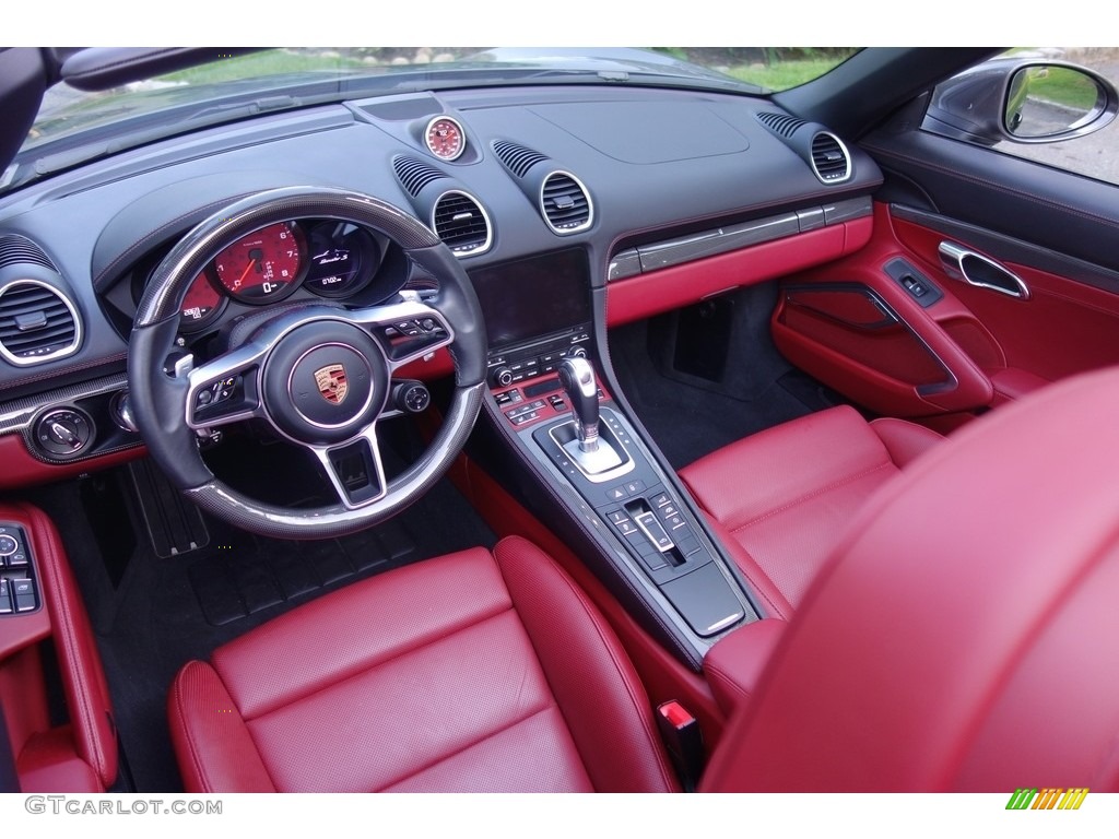 Black/Bordeaux Red Interior 2017 Porsche 718 Boxster S Photo #127411647