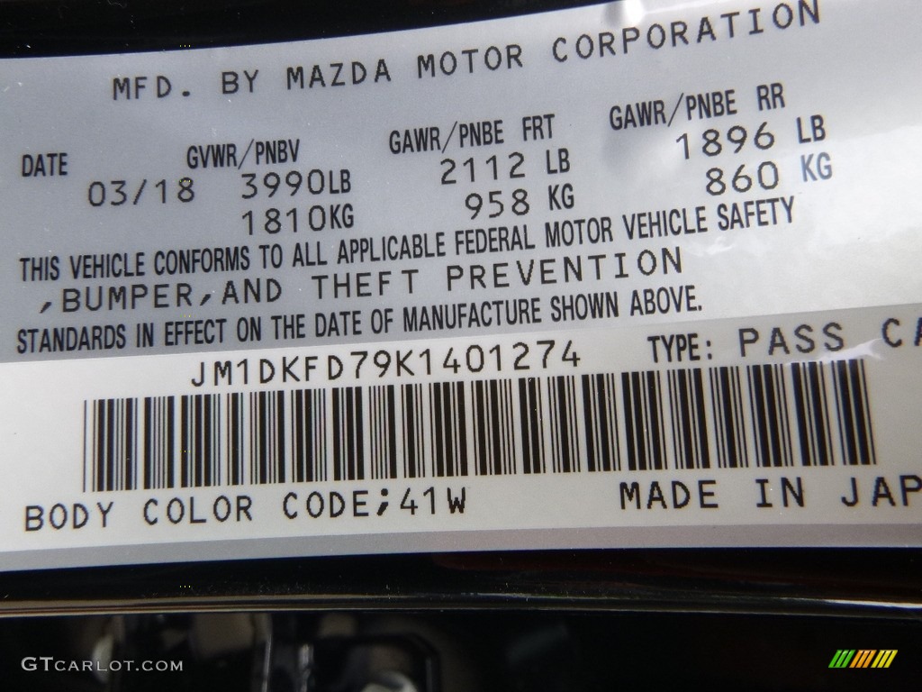 2019 CX-3 Color Code 41W for Jet Black Mica Photo #127442102