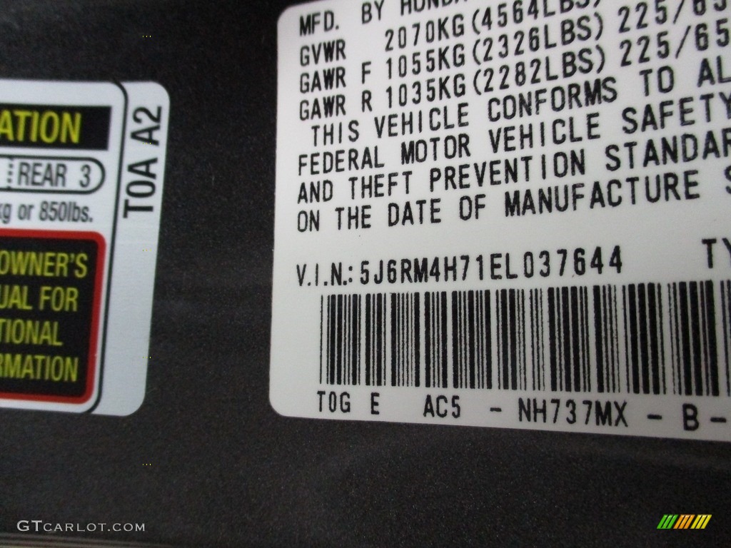 2014 CR-V EX-L AWD - Polished Metal Metallic / Gray photo #19