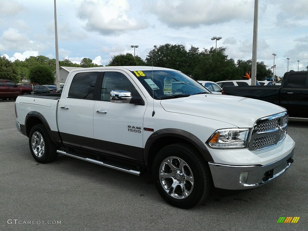 2018 1500 Laramie Crew Cab 4x4 - Bright White / Canyon Brown/Light Frost Beige photo #7