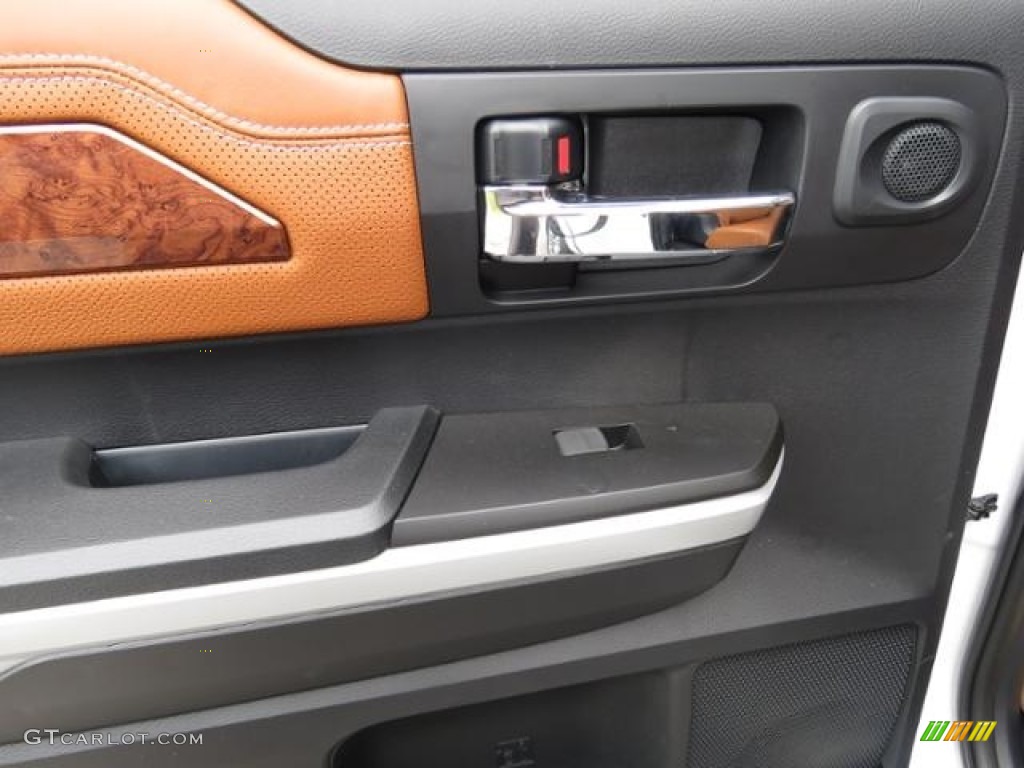 2018 Toyota Tundra Platinum CrewMax 1794 Edition Black/Brown Door Panel Photo #127470531